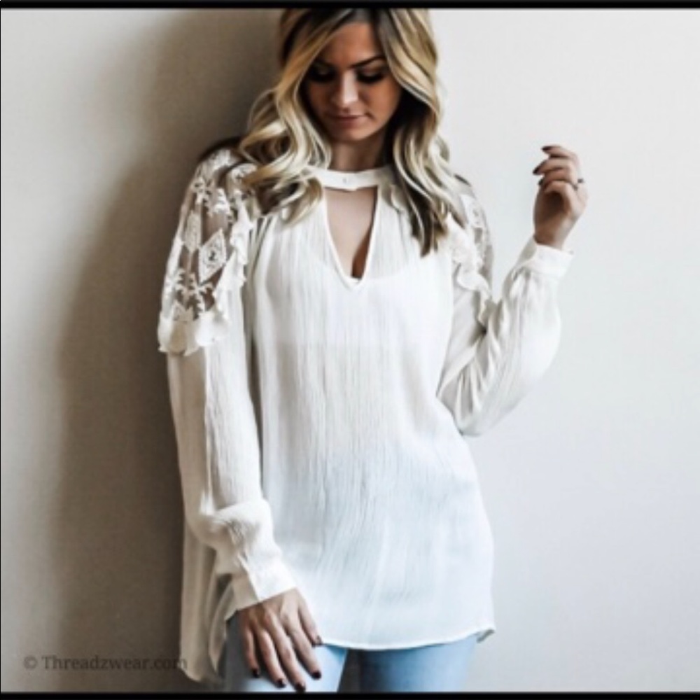 lace accent blouse